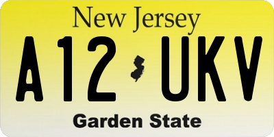 NJ license plate A12UKV