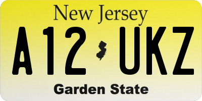 NJ license plate A12UKZ