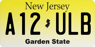 NJ license plate A12ULB