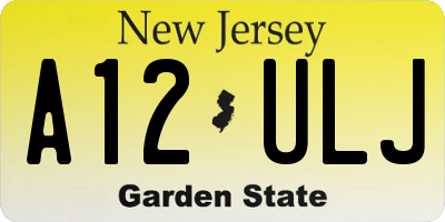 NJ license plate A12ULJ