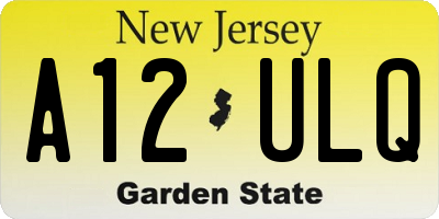 NJ license plate A12ULQ