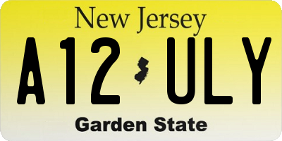 NJ license plate A12ULY