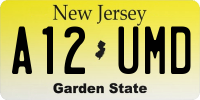 NJ license plate A12UMD