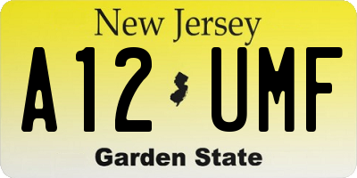 NJ license plate A12UMF