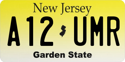 NJ license plate A12UMR