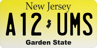 NJ license plate A12UMS