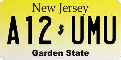 NJ license plate A12UMU