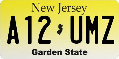 NJ license plate A12UMZ