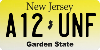 NJ license plate A12UNF