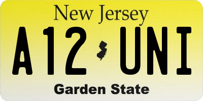 NJ license plate A12UNI