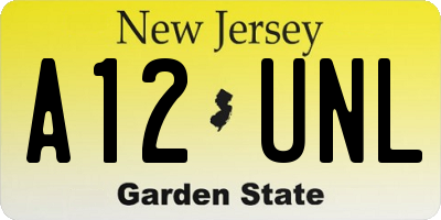 NJ license plate A12UNL