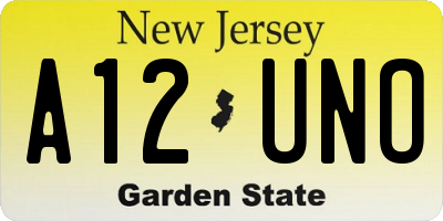 NJ license plate A12UNO