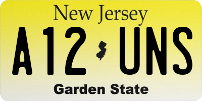 NJ license plate A12UNS