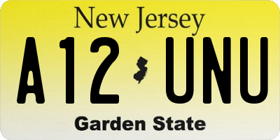 NJ license plate A12UNU