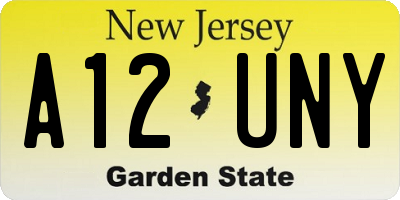 NJ license plate A12UNY
