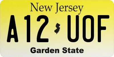 NJ license plate A12UOF