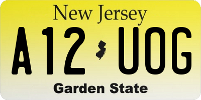 NJ license plate A12UOG