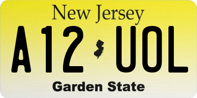 NJ license plate A12UOL