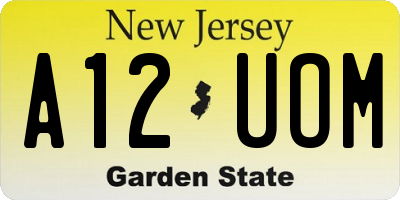 NJ license plate A12UOM