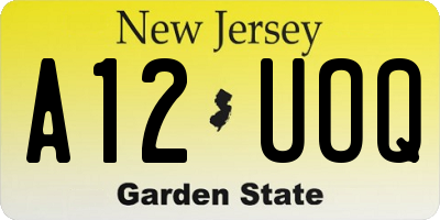 NJ license plate A12UOQ