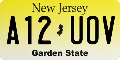 NJ license plate A12UOV