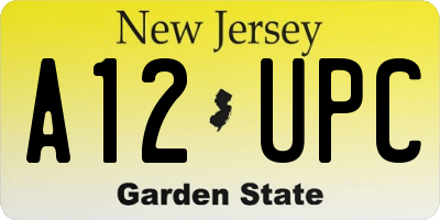 NJ license plate A12UPC