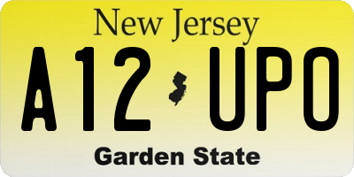 NJ license plate A12UPO