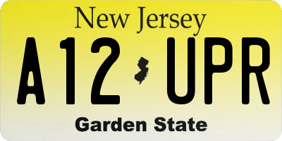 NJ license plate A12UPR
