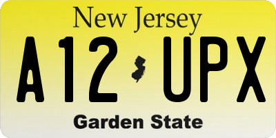 NJ license plate A12UPX