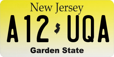 NJ license plate A12UQA