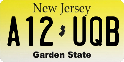 NJ license plate A12UQB