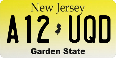 NJ license plate A12UQD