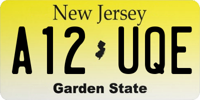NJ license plate A12UQE