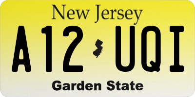 NJ license plate A12UQI