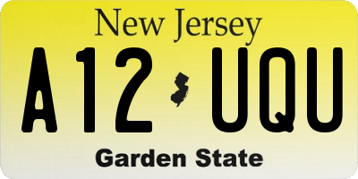 NJ license plate A12UQU