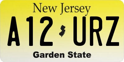 NJ license plate A12URZ
