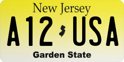 NJ license plate A12USA