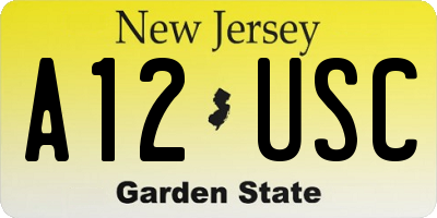 NJ license plate A12USC