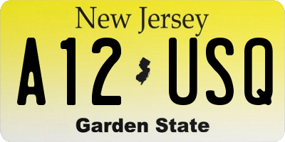 NJ license plate A12USQ