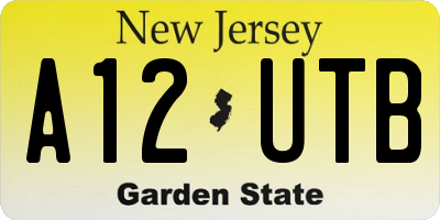 NJ license plate A12UTB