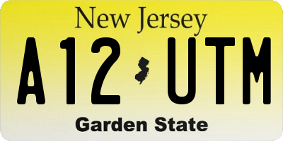 NJ license plate A12UTM