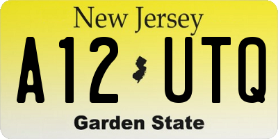 NJ license plate A12UTQ