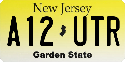 NJ license plate A12UTR