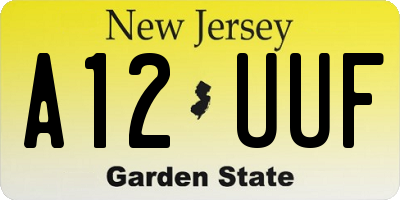 NJ license plate A12UUF