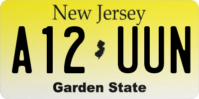 NJ license plate A12UUN