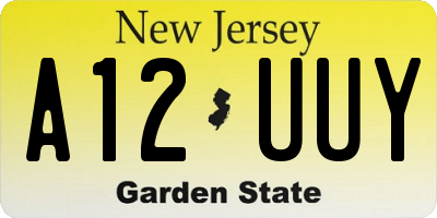 NJ license plate A12UUY