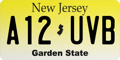 NJ license plate A12UVB
