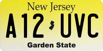 NJ license plate A12UVC