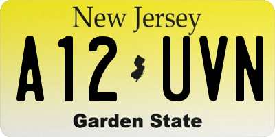 NJ license plate A12UVN