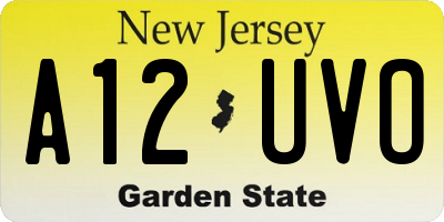 NJ license plate A12UVO